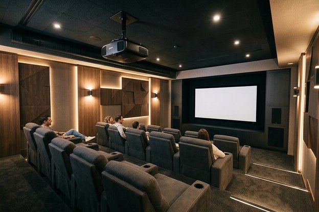 Home cinema with ceiling projector